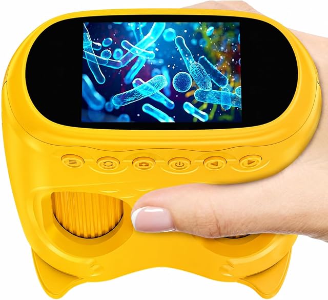 2-in-1 Kids Microscope & Telescope, 1000X Digital Handheld Microscope with Camera, 2" LCD Screen, Photo/Video Recording STEM Toys Magnifier for Kids Ages 4-12, Outdoor Exploration Gift for Boys Girls