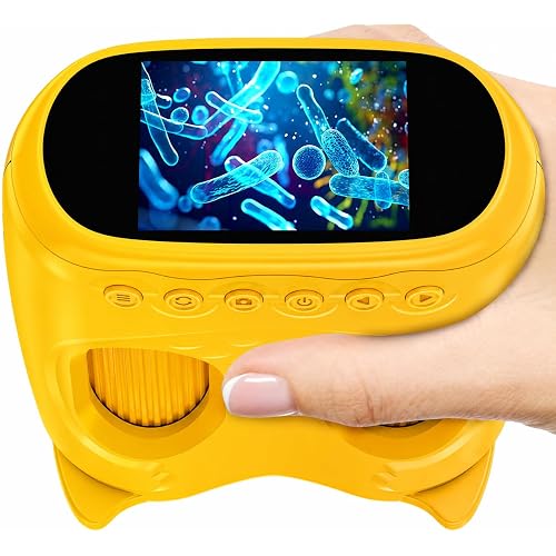 Ashfly 2-in-1 Kids Microscope & Telescope, 1000x Digital Handheld Microscope with 2'' HD Screen, 10x Magnifying Camera Binoculars Science Kits for Outdoor Toys, Birthday Gifts for Age 4-12 Boys Girls