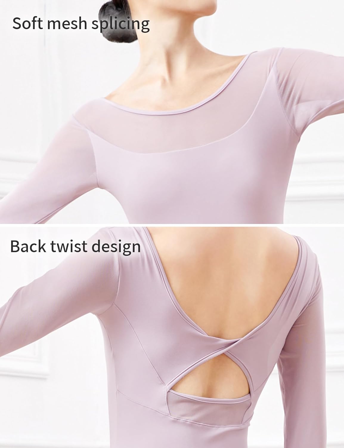 Women Ballet Leotard Long Sleeve, Back Kink Dance Bodysuits - Image 6