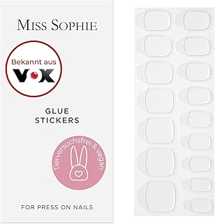 Original Miss Sophie Klebesticker für Press On Nails I 192 Glue Stickers in 16 Größen I Schonende Klebepads für Press On Nails & künstliche Nägel I Selbstklebende, wiederverwendbare Aufkleber
