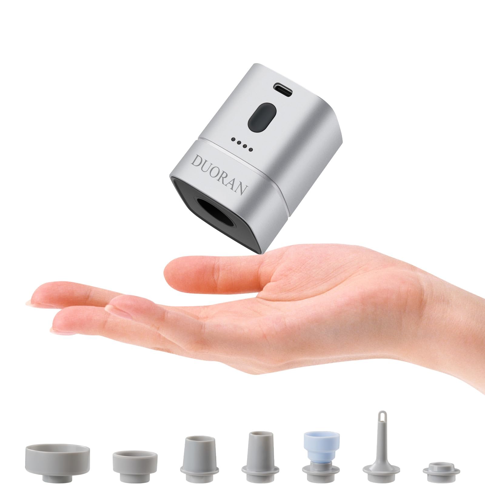 Pompa a vuoto elettrica per sacchetti sottovuoto, pompa ad aria portatile per gonfiabili con 6 ugelli, mini pompa ricaricabile tramite USB, per vestiti, coperte, materassi ad aria e