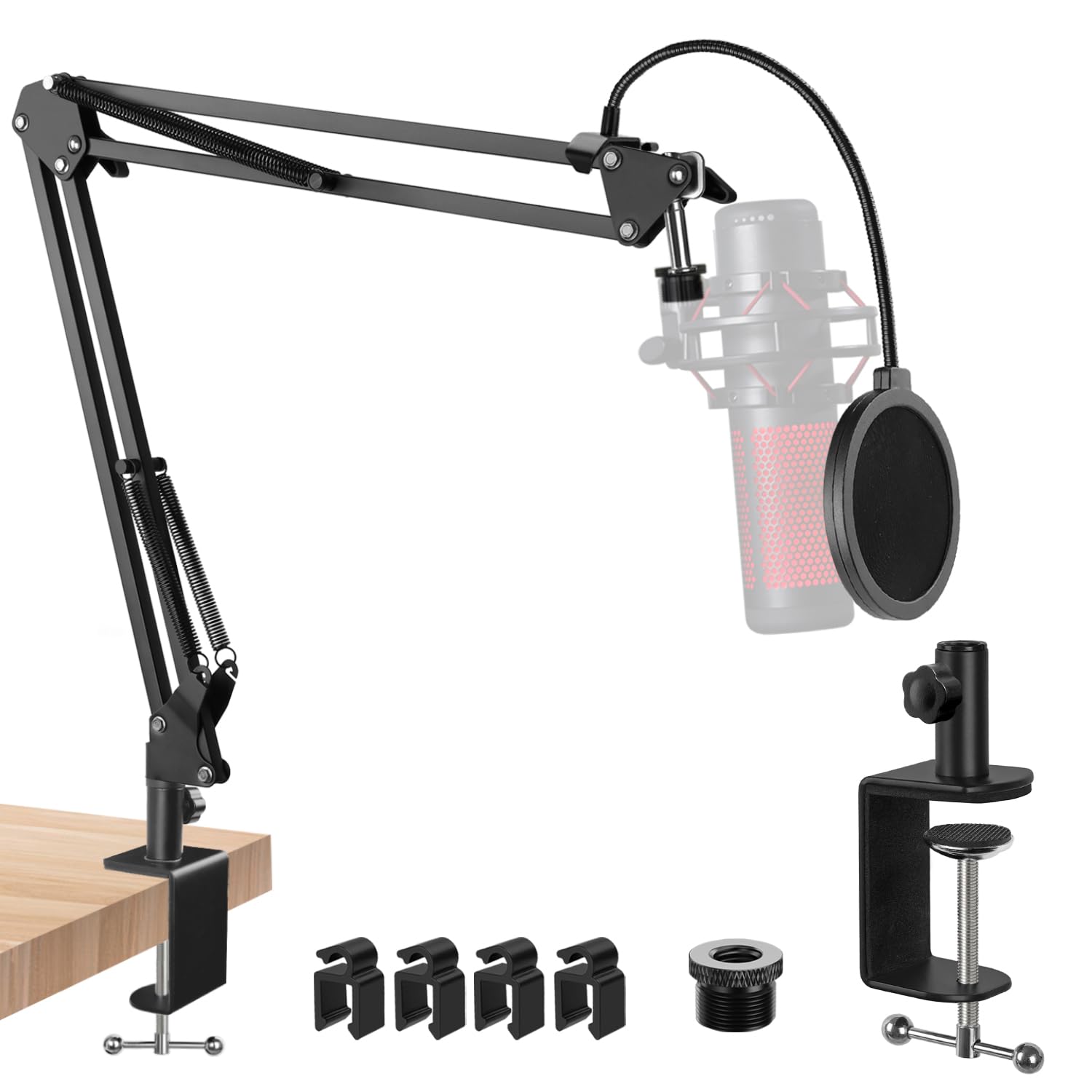 Mic Boom Arm, Adjustable Mic Arm for Shuer MV7+ Shuer MV6 HyperX QuadCast Shure SM7B Blue Yeti and Most Microphone for Podcast Gaming Streaming Recording