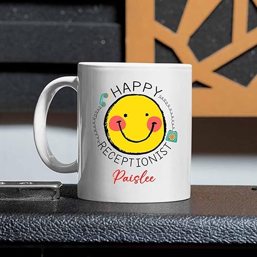 Miniatura 4 de Taza de café de recepcionista personalizada, regalos para agradecimiento, taza blanca de recepcionista, taza de viaje para recepcionistas, taza de