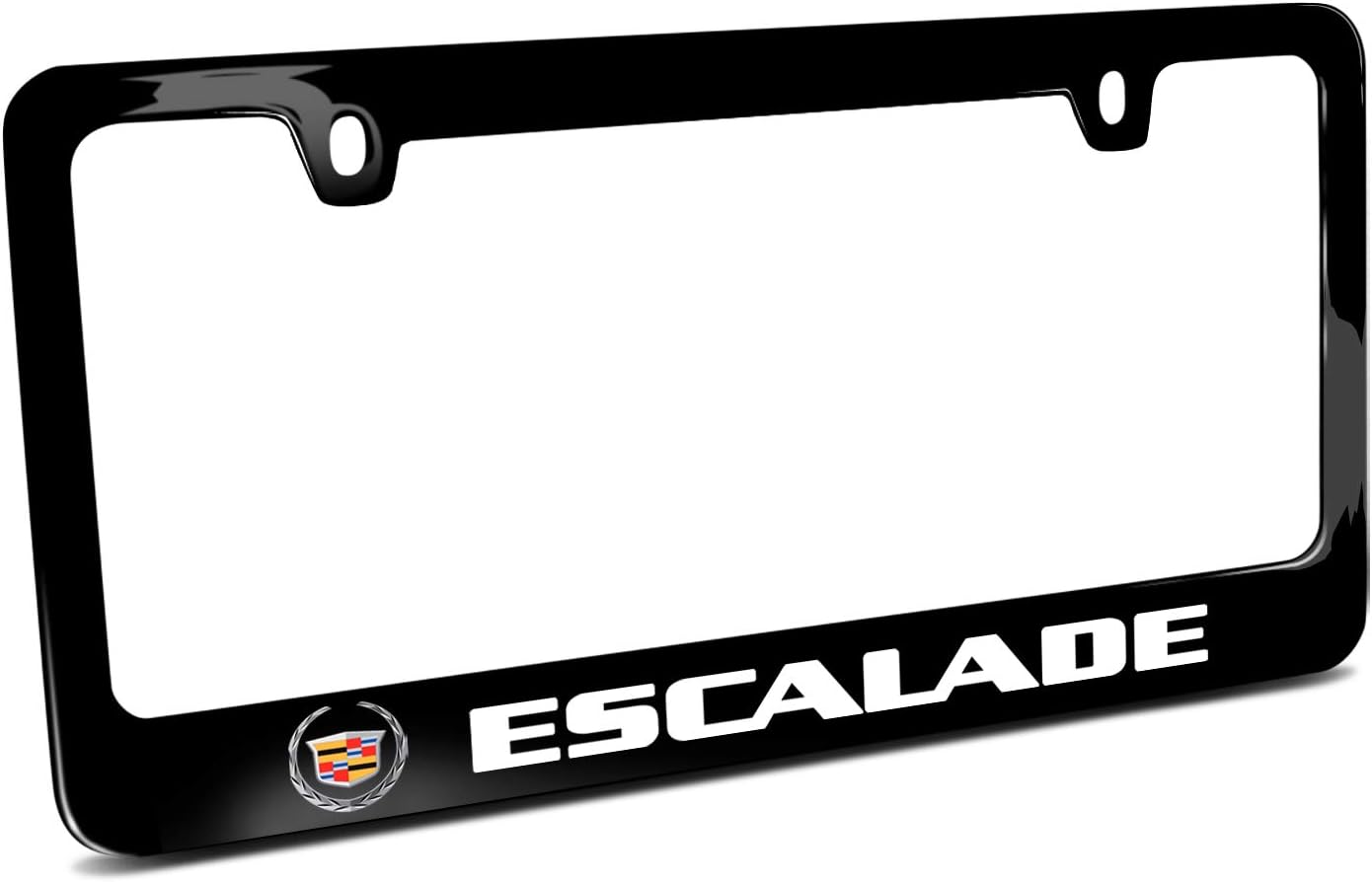 iPick Image Made for Cadillac Escalade Logo in Full-Color Black Metal License Plate Frame