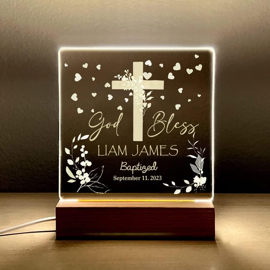 IZI POD Luz nocturna personalizada para el cuarto del bebé, regalos de bautismo religioso, regalos de bautizo, regalo de dedicación, regalos