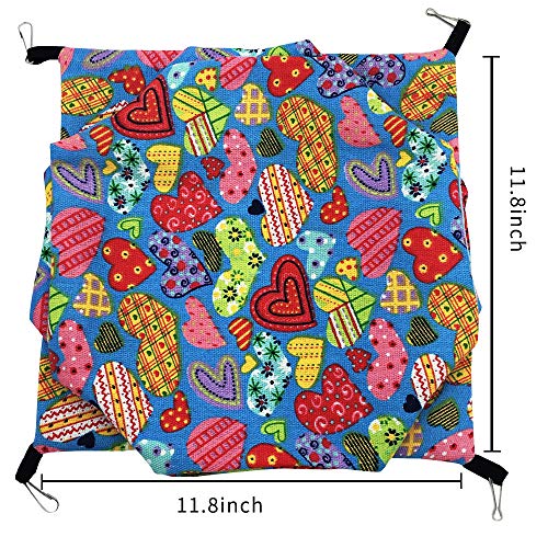Small Animal Hanging Hammock Pet Swinging Bed 3 Tier Sleep Nap Sack Cage Accessories Kit Set Tunnel Ferret Rat Cave Sugar Glider Hideouts Warm Bedding For Squirrel Guinea Pig Parrot (Heart Pattern) #TOP1