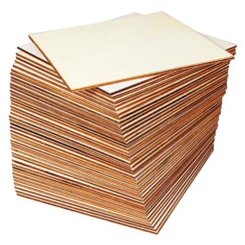 LOLYSIC (50Stk) balsa wood panels 15x15cm, Holzscheiben Baumscheiben Naturholzscheiben, natürliche Holzquadrate, Ausschnitte für Heimwerkerarbeiten, Malen, Färben, Schnitzen, Untersetzerherstellung Cover