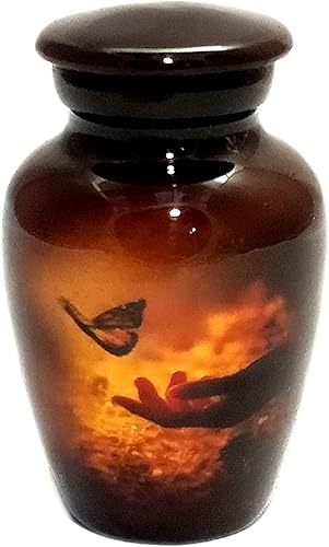 Urna de recuerdo hermoso recuerdo de mariposa marrón para cenizas humanas con caja de terciopelo y bolsa de terciopelo mini urna de recuerdo urna de