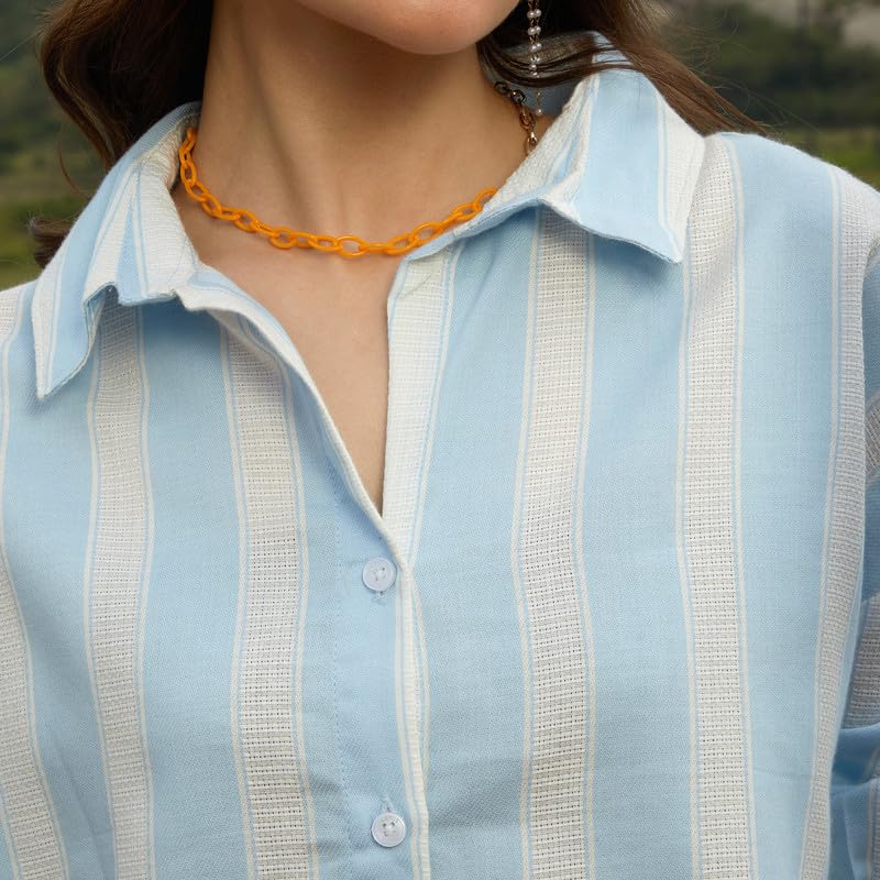 Image of PINACOLADA Women's Solid Oversized Shirt for Casual Wear | Spread Collar | Long Sleeve | Button Closure | Oversized Shirt Crafted with Comfort Fit for Everyday Wear