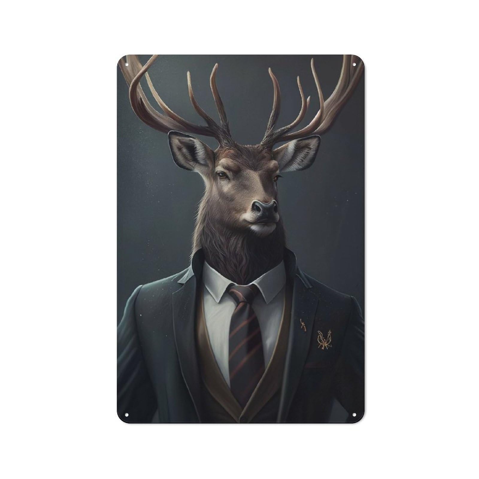 Retro Deer Suit Animal Metal Sign 30x20cm, Home Bar Decor for Pub, Home Bar, Shed Or Man Cave, for Relaxed Wall Styling
