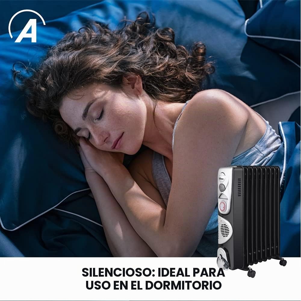 ARDES OILO9 TURBO TIME Radiador de aceite 2400 W con 9 elementos, función turbo 400 W, timer 24 h y cobertura 70 m³ para calefacción de bajo consumo | 400 W, temporizador 24 h y cobertura 70 m³ para calefacción de bajo consumo