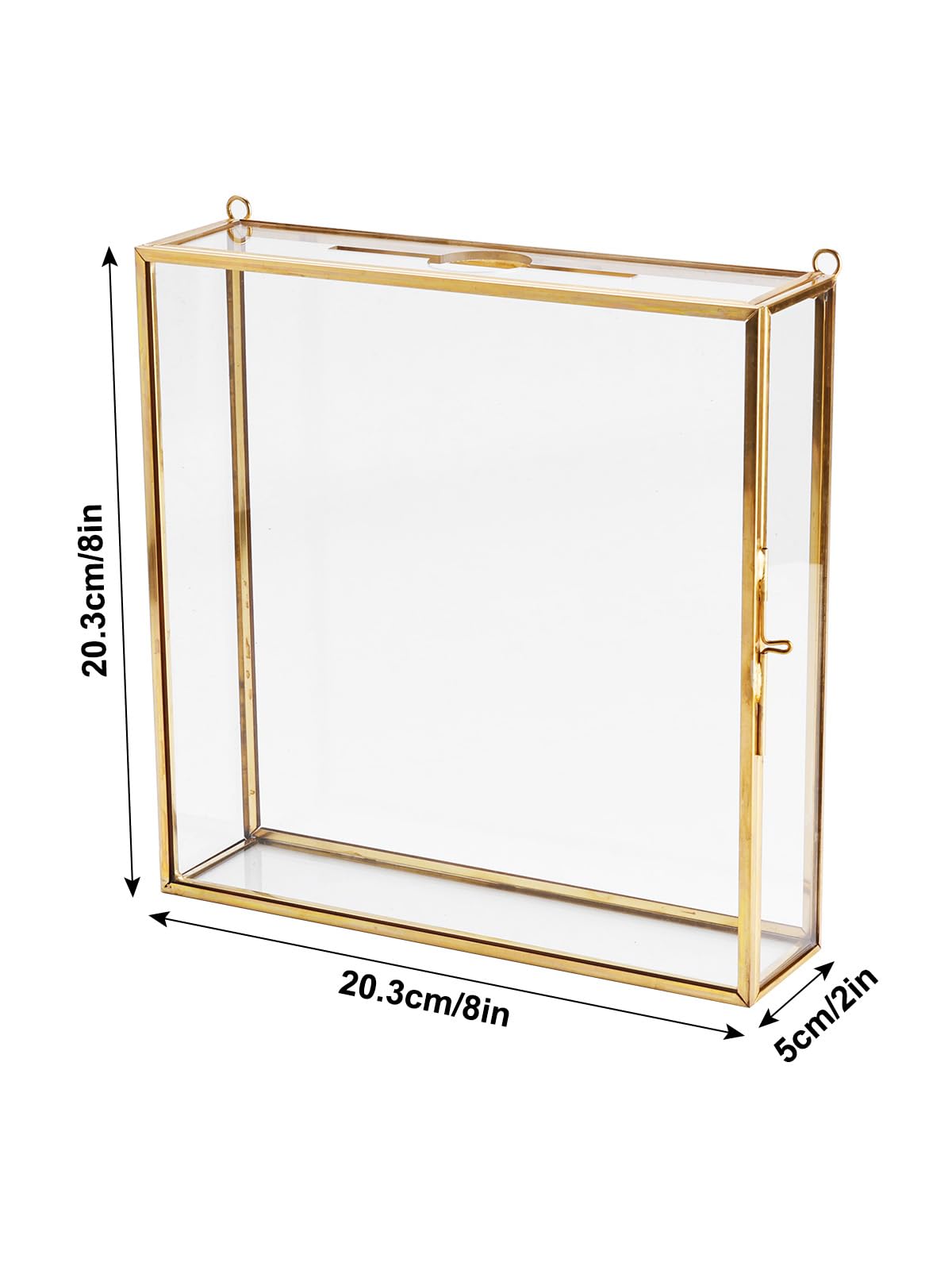 Homtone Boîte en verre pour cartes de mariage 20x20 cm Doré Avec fentes Présentoir Vintage pour Cartes Photos Avec vue claire boite mariage Pour réceptions Présentoir de fleurs séchées