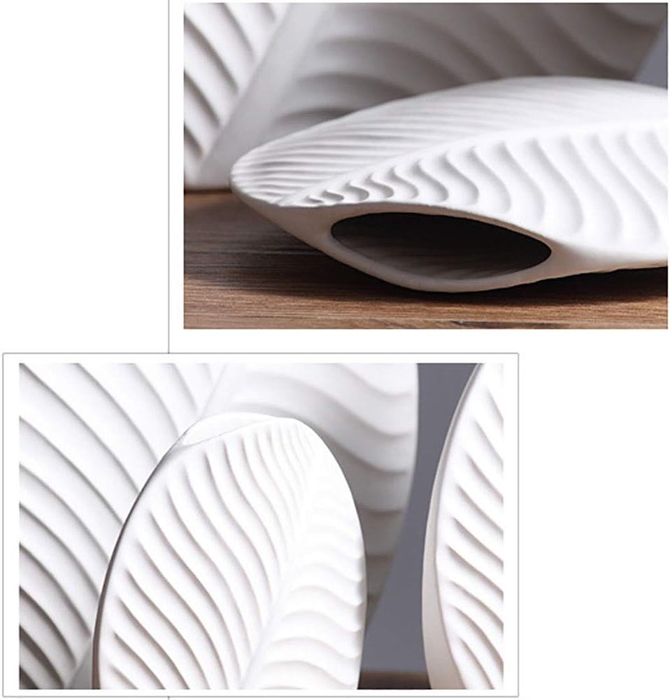 Nordic Art Leaves Ceramic Vase Set, Modern Minimalist White Home Decor Creative Decoration,S+l