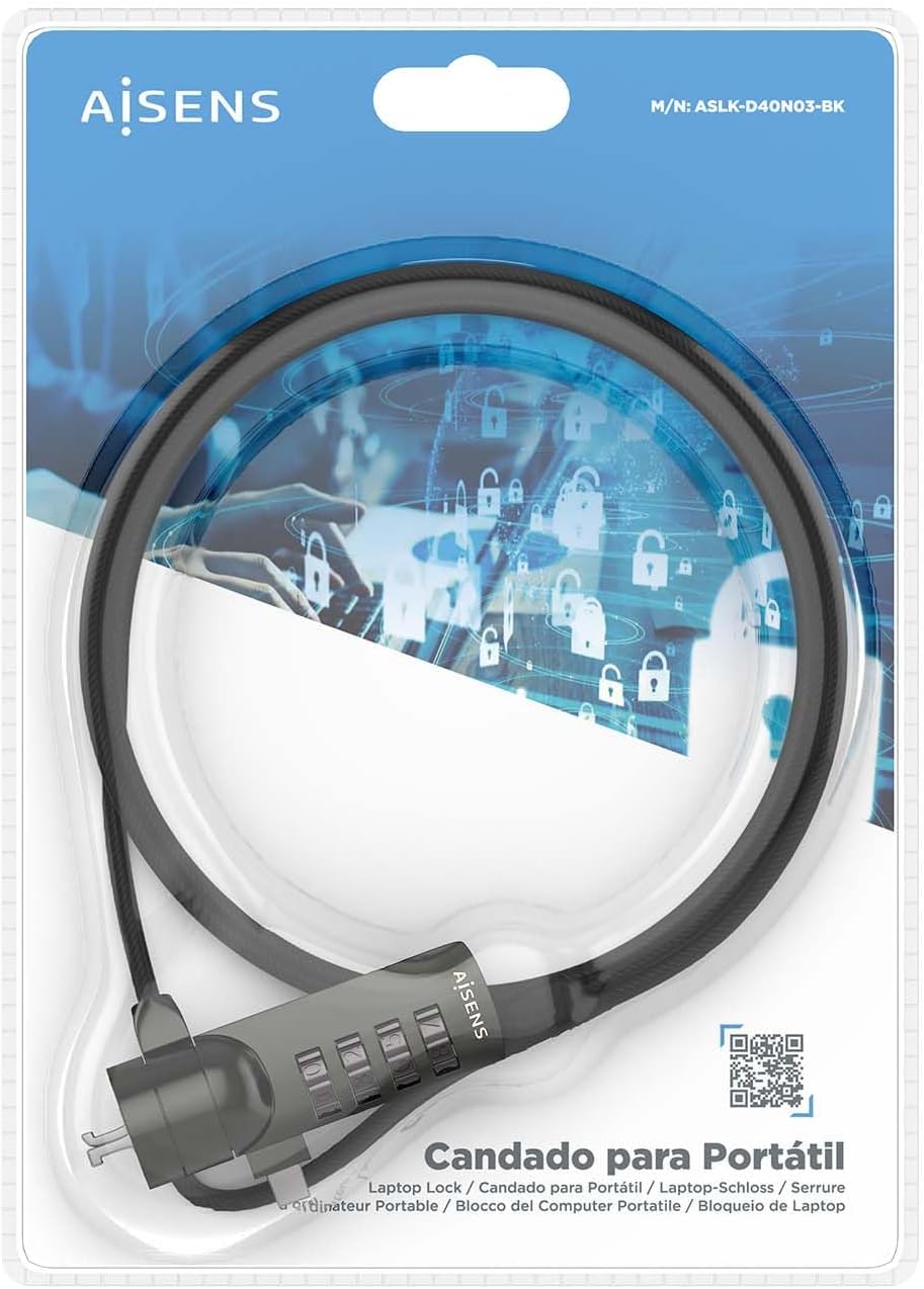 AISENS Safety Cable ASLK-D40N03-BK 1.5 m