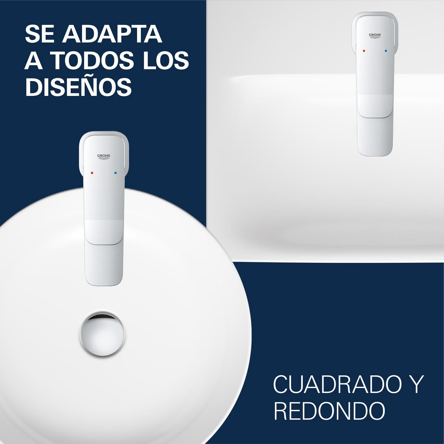 GROHE Dice Grifo de Lavabo S con Desagüe Push-Open (Cartucho Cerámico 28 mm, Ahorro de Agua y Energía, Conexiones 3/8", Fácil de Instalar QuickTool Incluido), Cromado, 1018610000