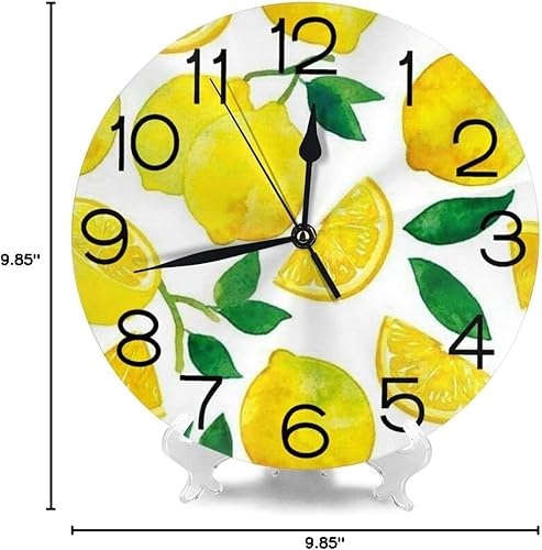 Miniatura 7 de Decoración para el hogar Acuarela Limón Fruta Verano Reloj de Pared Redondo Acrílico No Ticking Relojes Decorativos