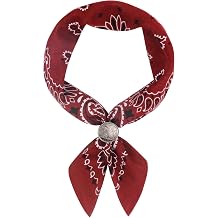 Western Bandana Scarf With Vintage Coin Buckle, Paisley Pattern Neck Scarf for Men Pocket Square Cowboy Scarves