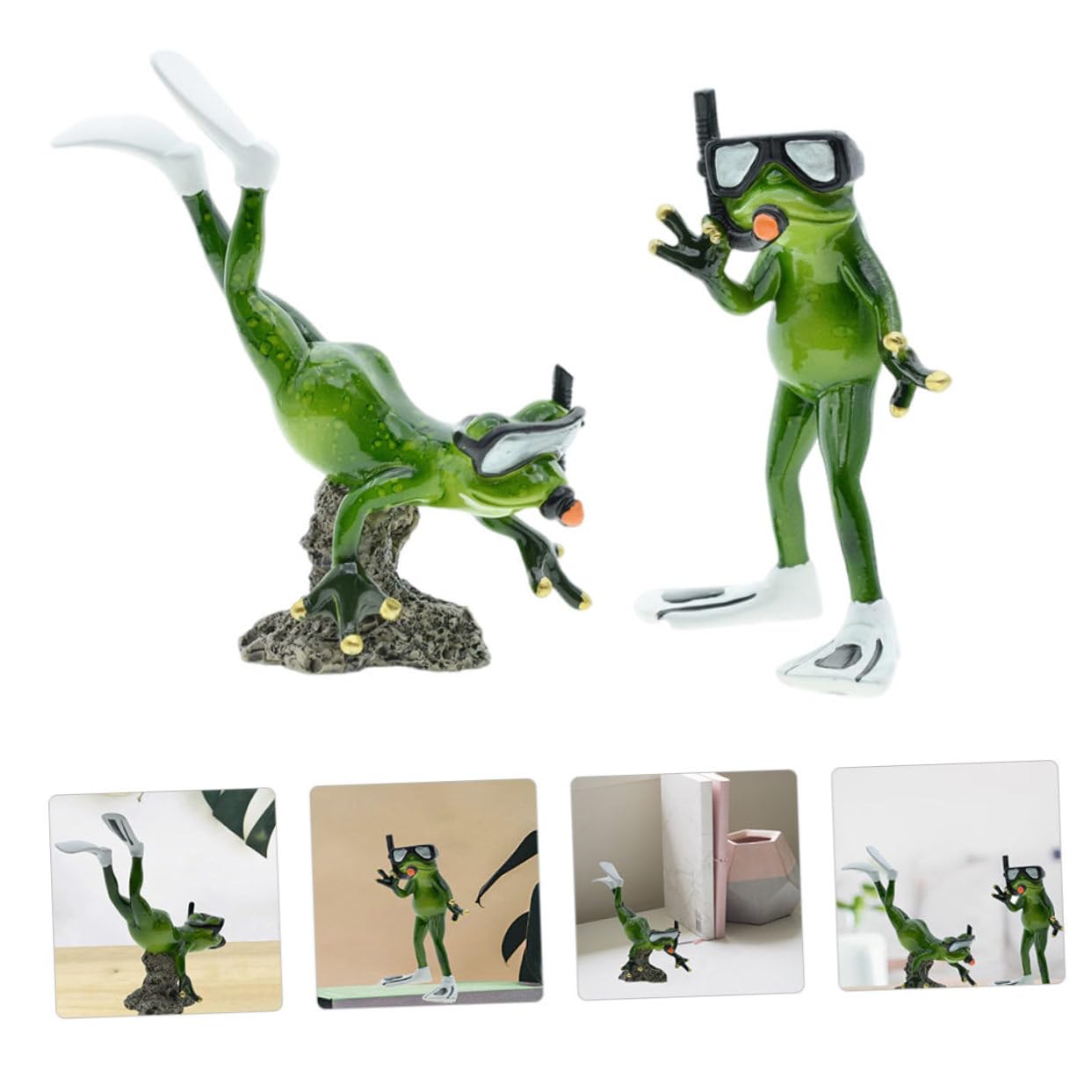 1 Paar Froschfiguren für Garten Grüne aus Kunstharz und Tischdeko