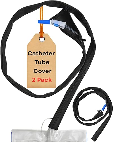 Cubierta de tubo de catéter, paquete de 2 fundas de tubo Foley con cremallera, cubierta de manguera de catéter discreta, funda de repuesto para