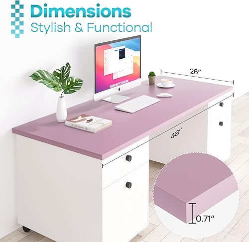 Miniatura 280 de Kaboon Mesa universal de 45.67 x 23.62 pulgadas, escritorio sólido de una pieza, encimera de melamina reversible, escritorios dobles, escritorio en