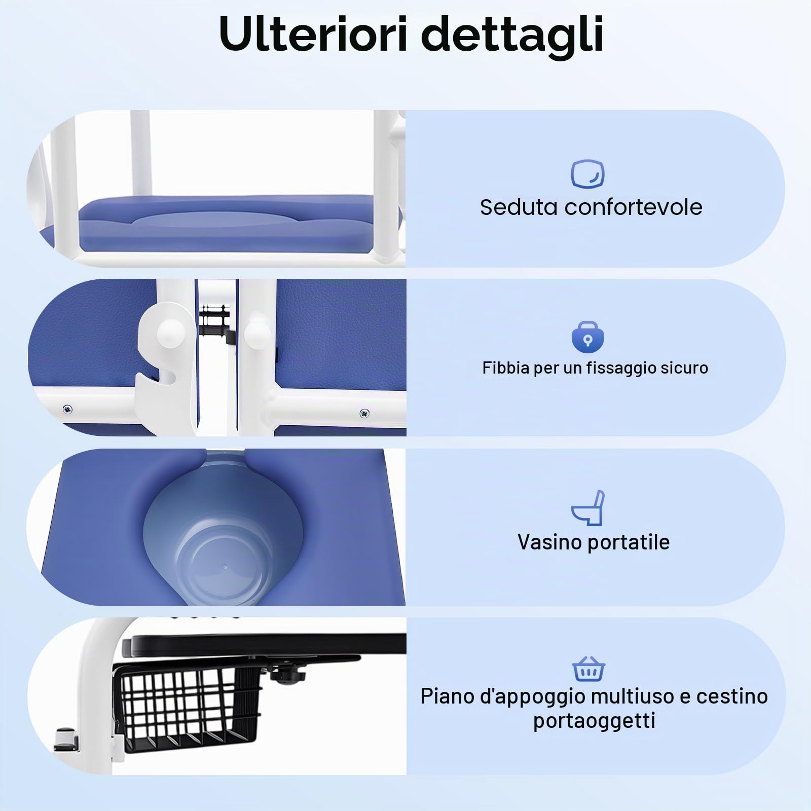 Sollevatore idraulico per pazienti, per anziani, sedile diviso a 180°, sedia a rotelle portatile, blu