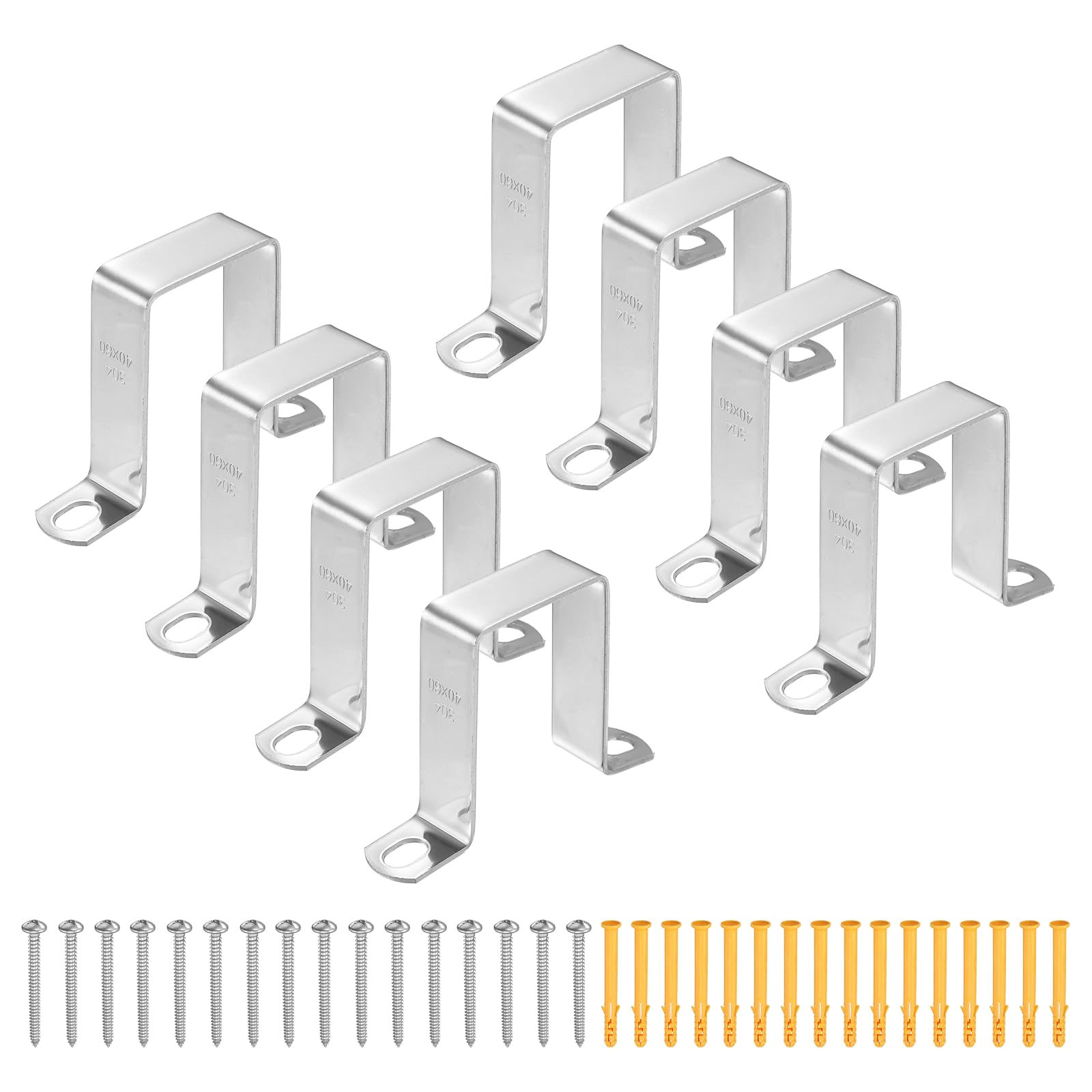 HARFINGTON 12 morsetti quadrati per tubi, 40 x 60 mm, in acciaio inox 304 | Morsetto a forma di U, staffa per connettore con fibbia a tubo quadrato con viti per tubo flessibile cavo recinzione ponte