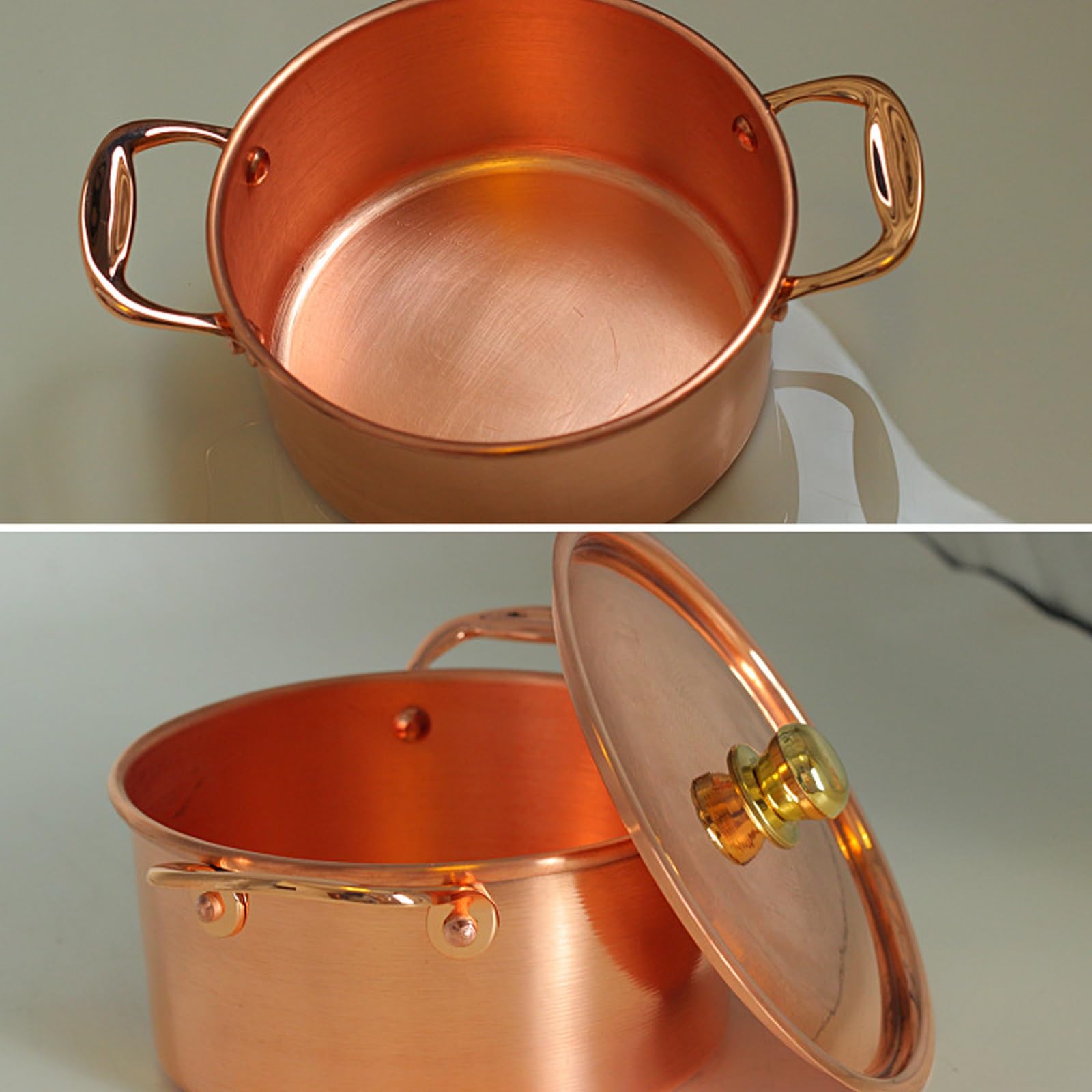 Olla de Cobre Puro, Olla Caliente, cazuela con Tapa, for Picnic, Estufa, hogar, Cocina casera