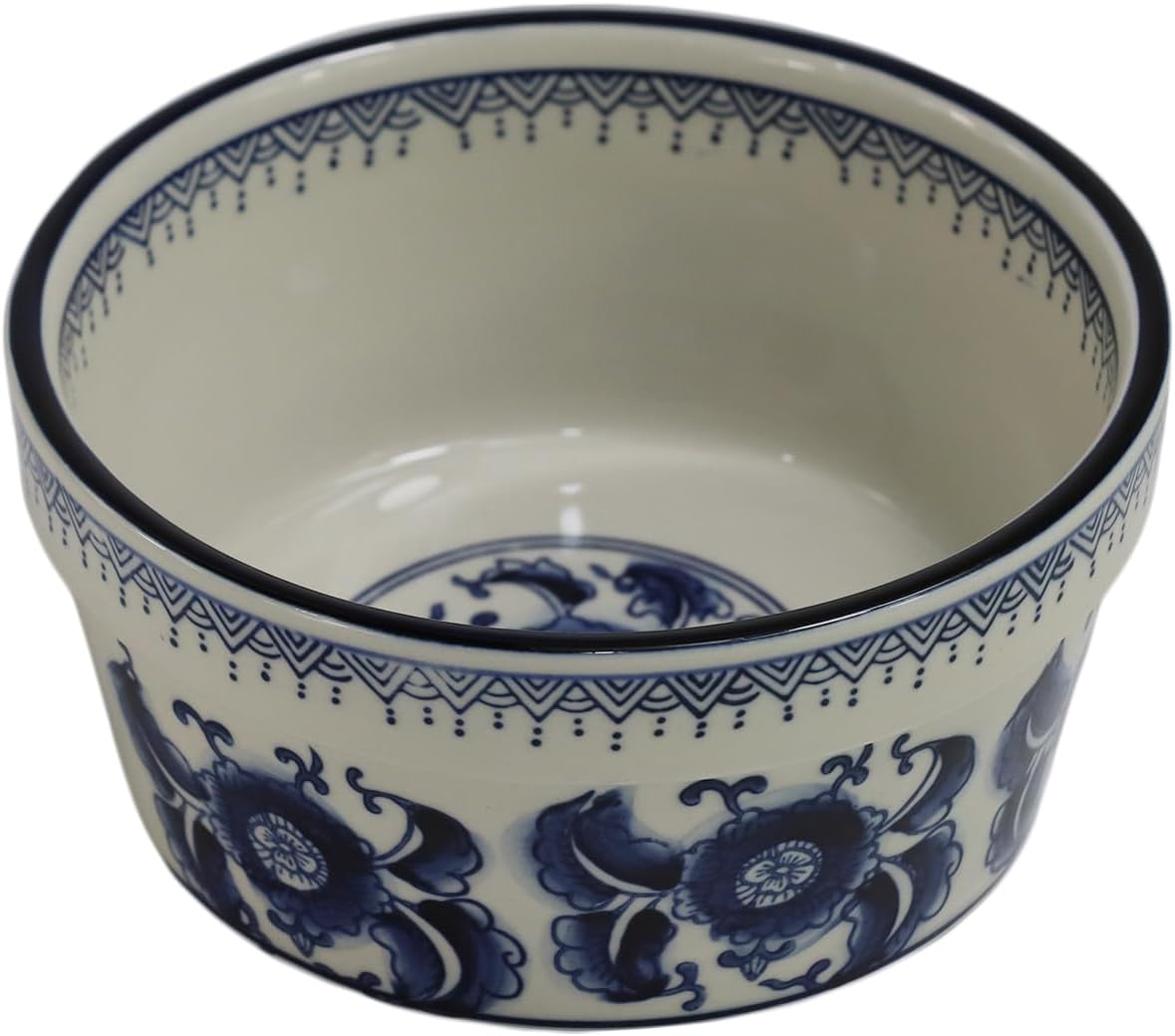 Handpainted Blue & White Vintage Porcelaine Dog Bowls, Anti-Slip Heavy Ceramic Dog Pets Feeding Food Water Bowls Dish, 27OZ for Medium Large Dogs and Cats,Dishwasher and Microwave Safe-6.5"