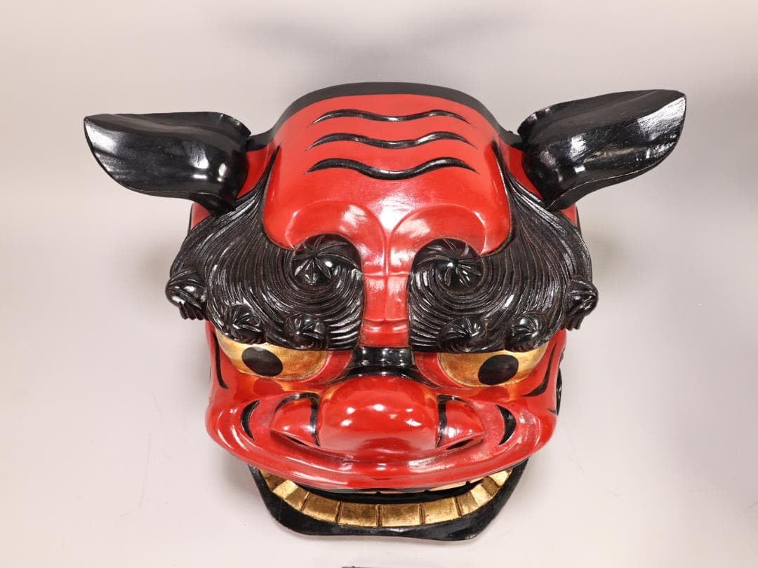 Amazon.co.jp: BK563 獅子頭一対 雄雌セット 獅子頭 木彫 獅子舞