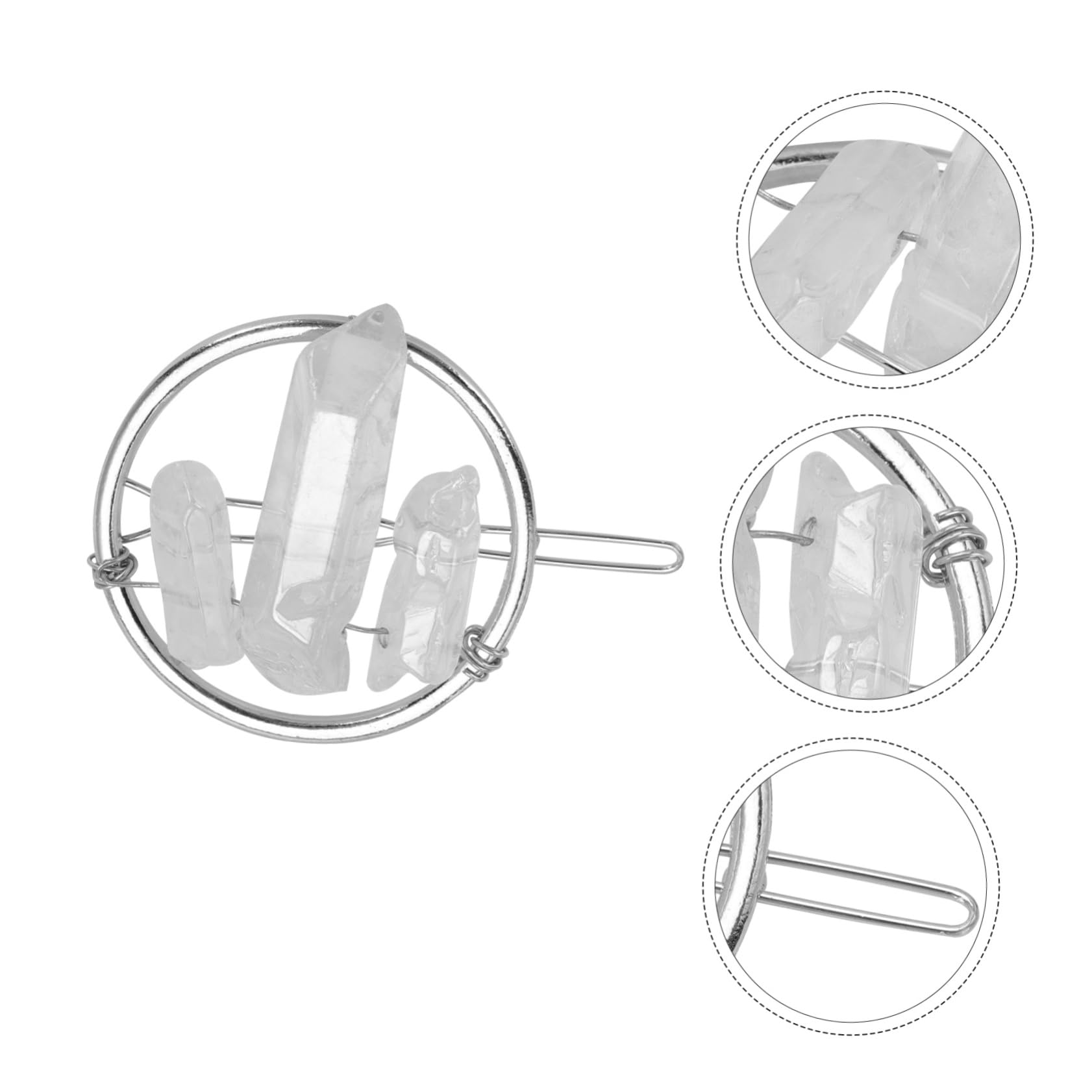 FRCOLOR Lot de 5 épingles à cheveux en cristal pour femme - Épingles à cheveux en métal avec boutons pression - Barrettes à cheveux avec strass - Décoration d'Halloween - Blanc - Cadeau - Cercle de