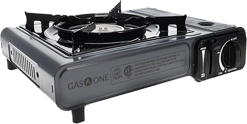 Gas ONE GS-1000 - Estufa de gas butano portátil de 7,650 BTU de encendido automático con estuche de transporte, listado CSA