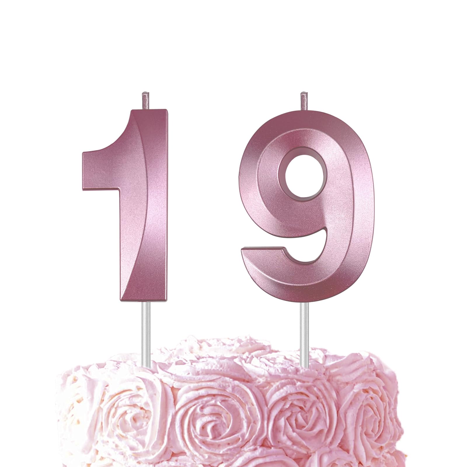 Pink Birthday Number 19 Candles for Wedding Party Cake Decorations