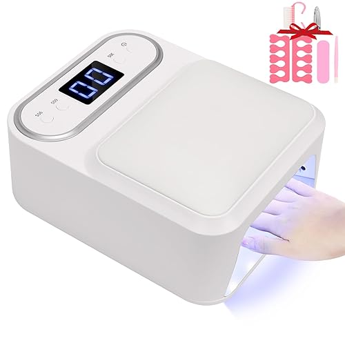 Lámpara de uñas LED UV con almohada para reposabrazos, luz UV profesional para uñas de gelacrílicos, lámpara de esmalte de gel de secado rápido, 48
