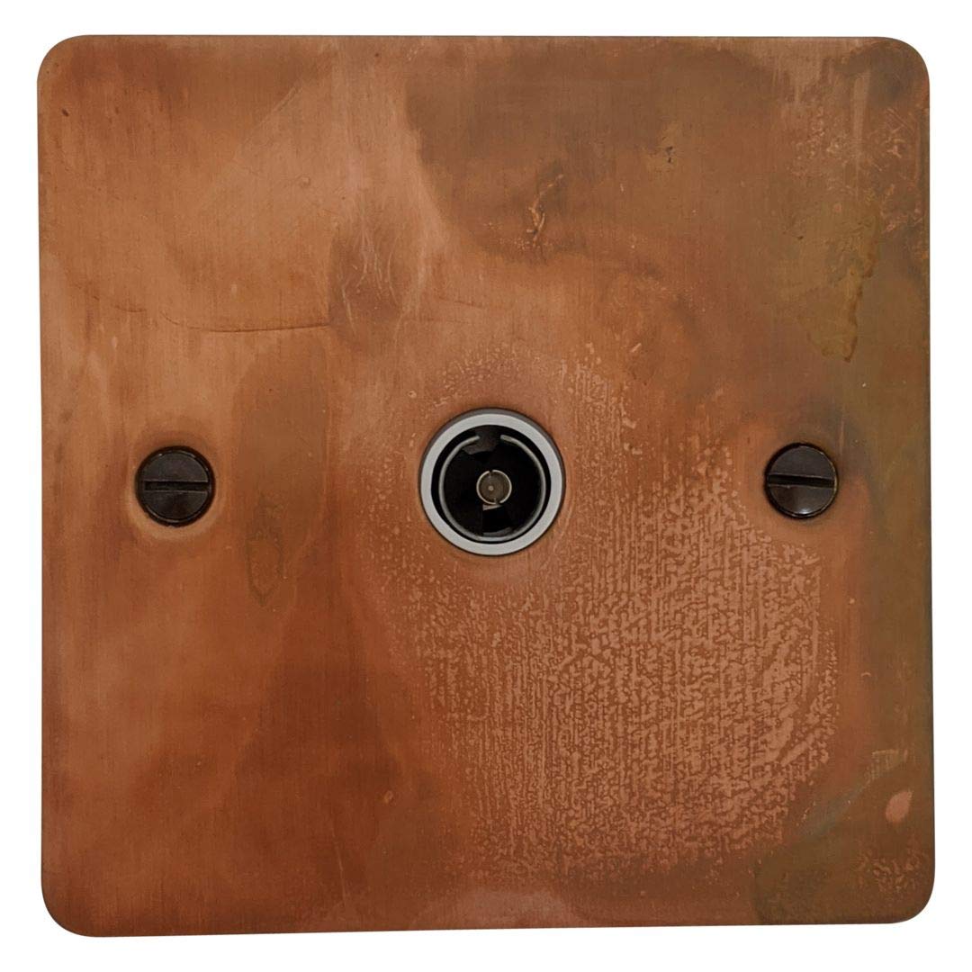 G&H Brassware G&H Ftc35w Flat Plate Tarnished Copper 1 Gang Tv Coax Socket Point