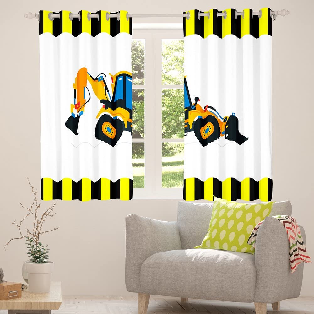 Cortinas Opacas para Ventana de Excavadora de construcción de Dibujos Animados para oscurecer Ventanas, vehículos, Camiones, automóviles, maquinaria, Bulldozer grúa (30%-50%) para tratamientos de Ven