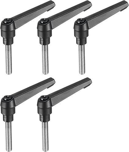 Miniatura 96 de uxcell 5 piezas de manija de palanca de sujeción ajustable M8 x 0.630 in óxido negro métrico acero al carbono macho roscado perillas de mano