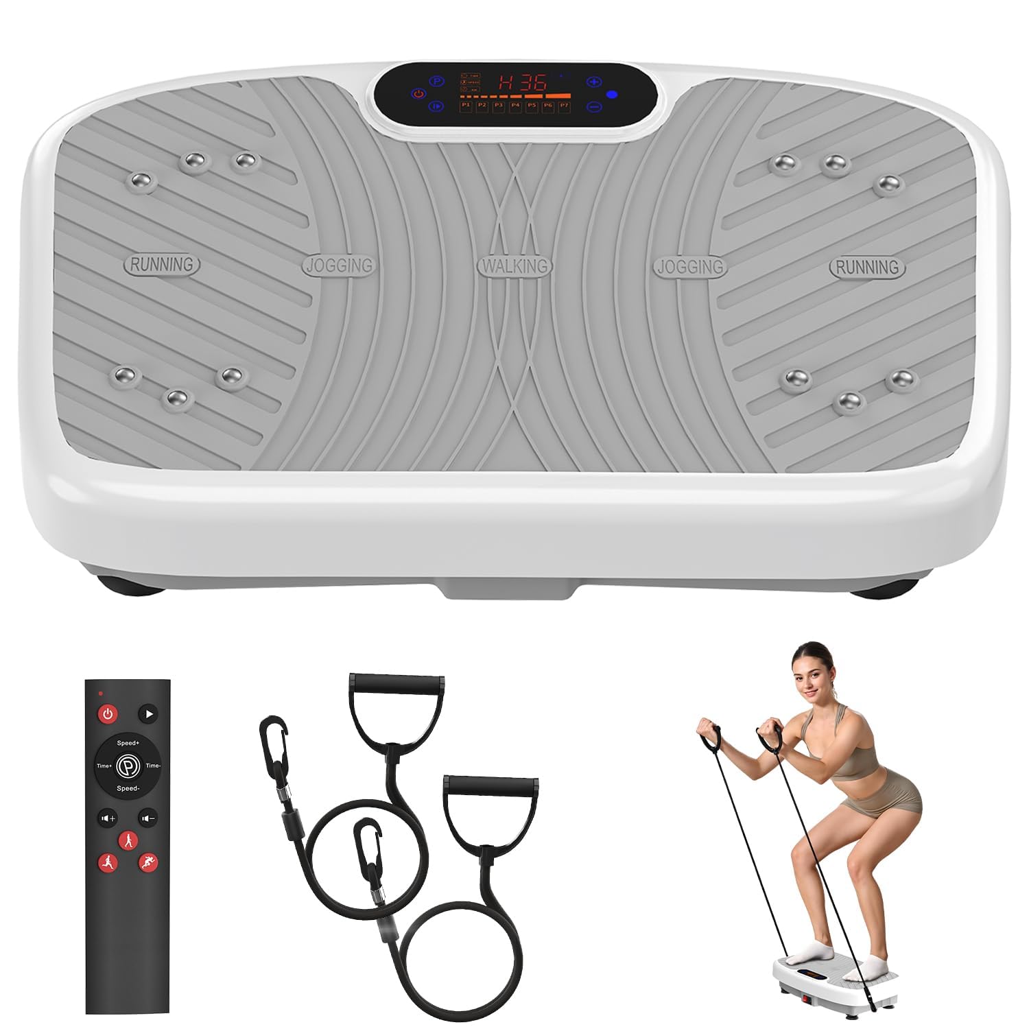 WATEYA Vibration Plate Exercise Machine, 200 Adjustable Speed Levels, 450 Lbs Capacity, Ideal for Vibration Plate for Lymphatic Drainage, Weight Loss & Whole - Body Workout (White)