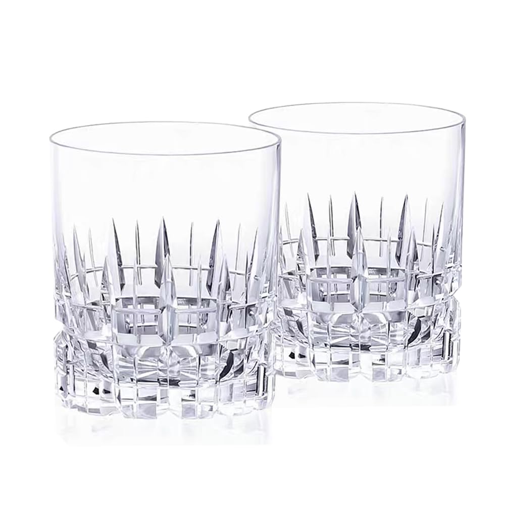 JINZHI Premium Crystal Hand Cut Whiskey Glasses (13 OZ, Set of 2)-Handmade Double Old Fashioned Glasses-Scotch Glasses -Liquor Rocks Glasses- Gift for Bourbon Lovers- 2 Rocks glasses in Gift Box