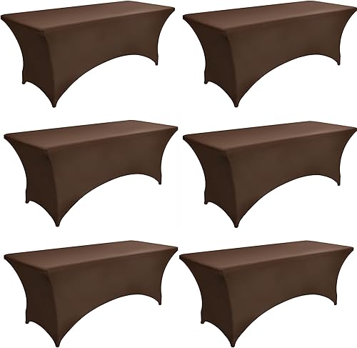 Miniatura 131 de Paquete de 2 Cubiertas de Mesa de Spandex Negro de 6 pies para Mesas Plegables Rectangulares Estándar - Manteles Elásticos Resistentes a las Arrugas