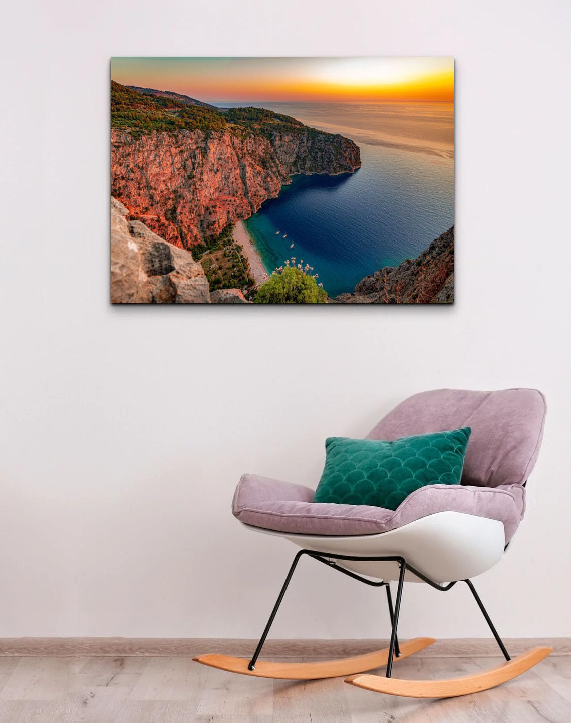 GADGETS WRAP Canvas Gallery Wrap Framed for Home Office Studio Living Room Decoration (22x14inch) - Sunset Over Kelebekler Vadis View