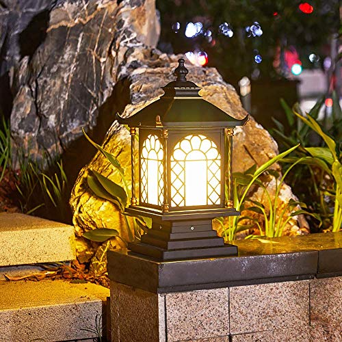 Luz de columna de aluminio para exterior, base E27 y poste de iluminación para césped 2