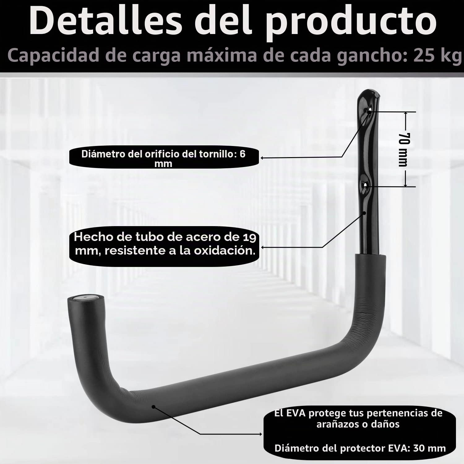 Gancho de almacenamiento de garaje, estante de almacenamiento de kayak de acero resistente de 39 cm, paquete de 4 perchas de garaje de montaje en pared para escalera, canoa, tabla de surf