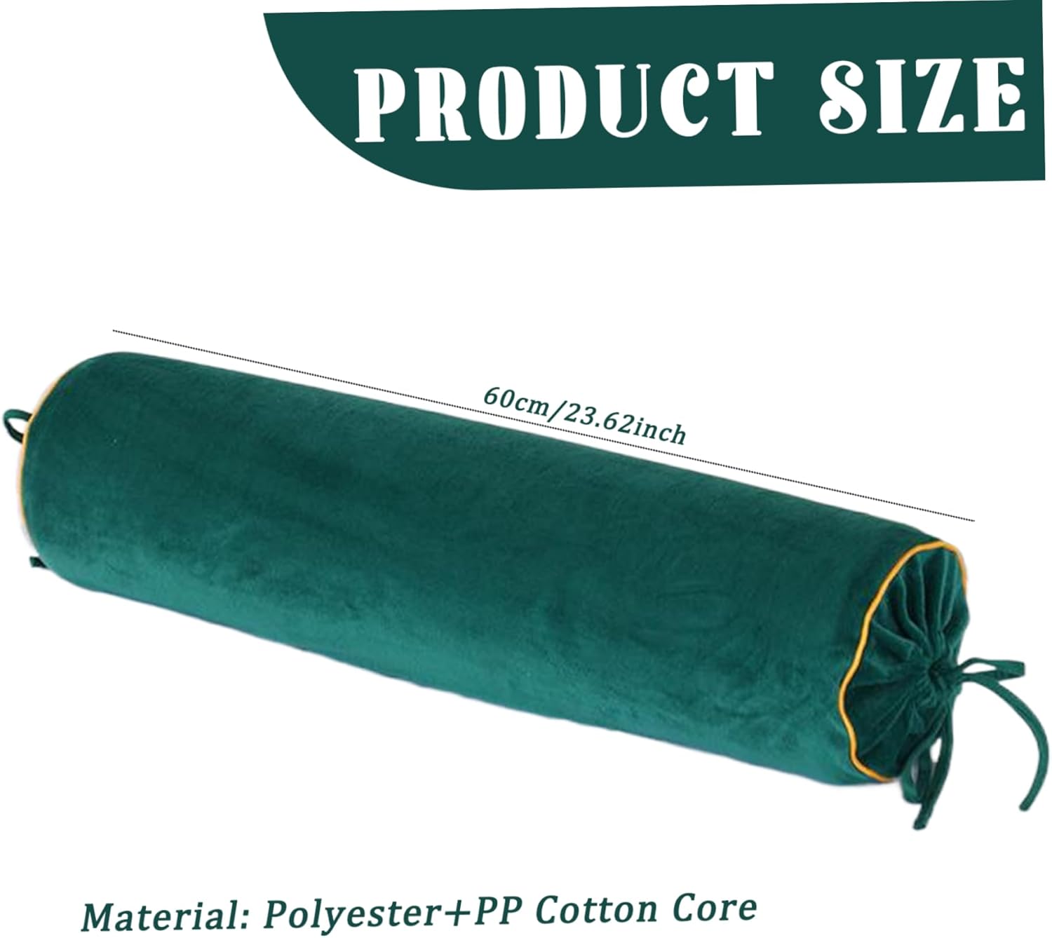 Decorative Bolster Pillow 24 Inch Long Round Pillow Soft Comfortable Cylinder Pillows with Removable Velvet Cover Lace-Up Roll Decorative for Feet & Neck Support