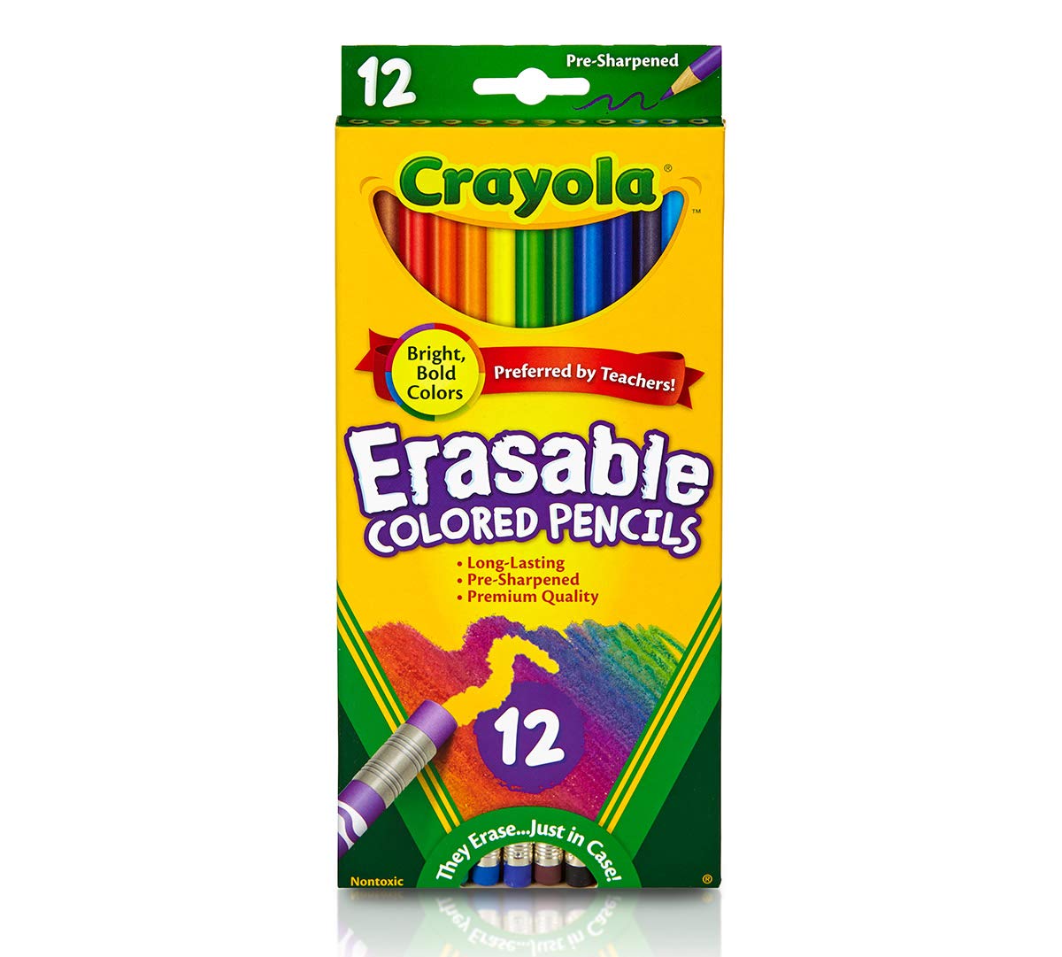 Crayola Wymazywalne kolorowe kredki, przybory szkolne i artystyczne, prezent dla dzieci, 12 szt
