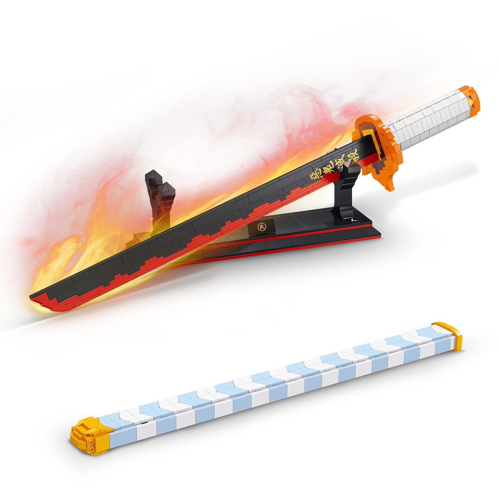 Anime Sword Splicing Building Block Model, 790 PCS, 27 Inches, Samurai Sword Set with Scabbard and Stand, Cosplay Anime Sword Katana (DK1503)