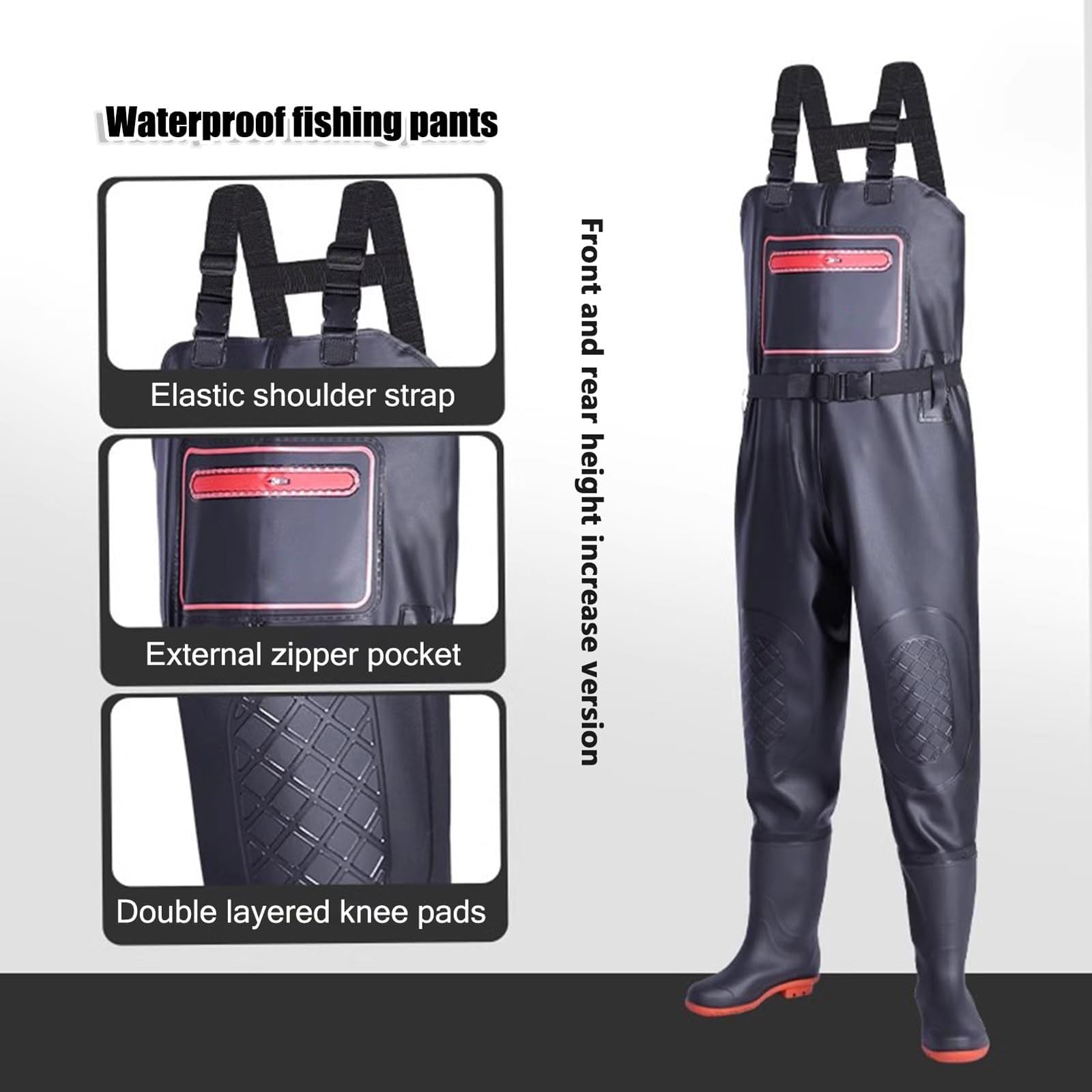 Wader Ropa de Pesca para Hombres Mujeres,Vadeadores de Pesca y Caza con Botas Tallas 37-46,Waders del Pecho con Correa Ajustable Rodillas reforzadas para la Pesca con Mosca,la Caza