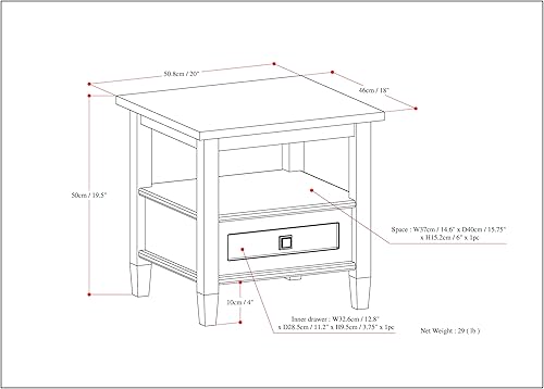 Miniatura 2 de Mesa de café Simpli Home Shaker, color marrón miel, Madera, Marrón (Tobacco Brown)
