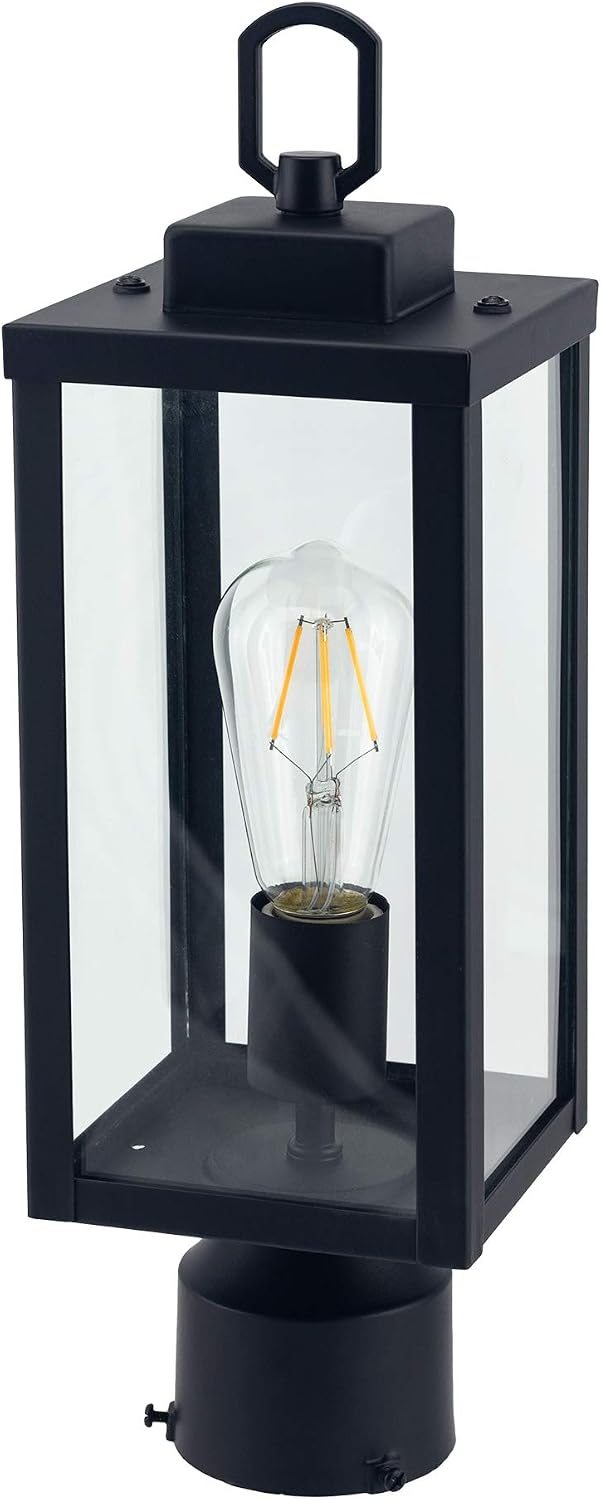 YaoKuem Outdoor Post Light, Pole Lantern, E26 Base 60W Max, Metal Housing Plus Glass, Wet Location Rated, Bulbs not Included
