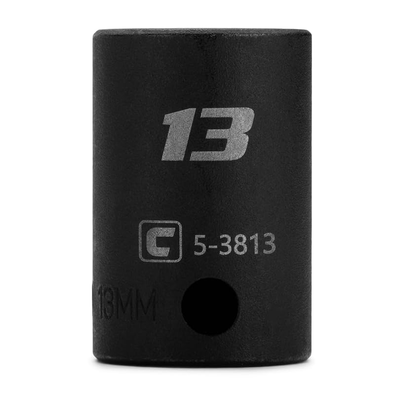 Soquete de impacto raso Capri Tools 13 mm, 12 pontas, acionamento de 9,5 mm (3/8 pol.), métrico