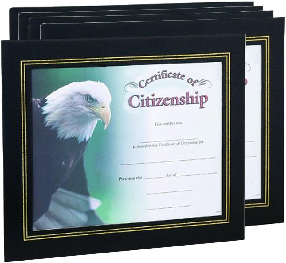 SHOP AWARDS AND GIFTS 8. 5” x 11” Certificate Holder Frame for Diploma, Degree, Documents, Awards, License, US Citizenship, Black Leatherette, 5 Pack